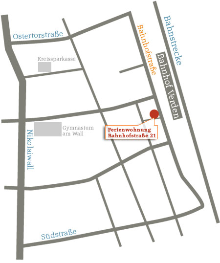 Anfahrtskarte zur Ferienwohnung in Verden an der Aller
